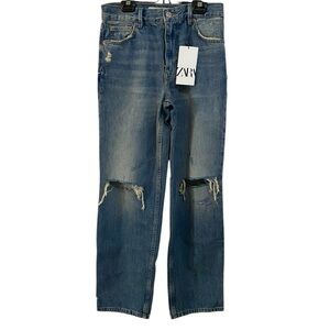 Zara Men's Blue Distressed Jeans